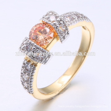 latest women dress jewelry champagne cubic zirconia 18k gold jewelry ring